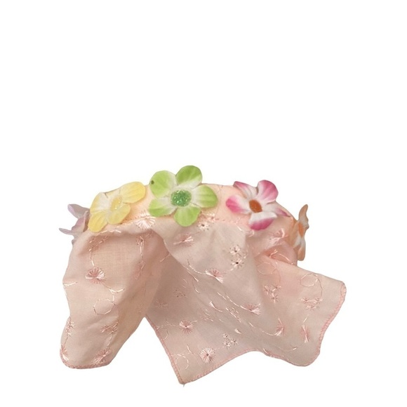 Girl’s Headband Scarf Pink Eyelet Floral Embellishment - Picture 2 of 7